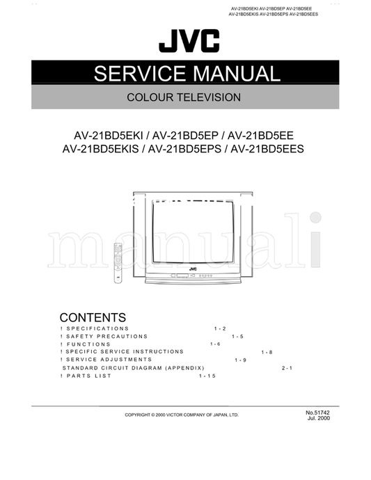 JVC AV-21BD5EKI AV-21BD5EP AV-21BD5EE AV-21BD5EKIS AV-21BD5EPS (16 pages) TV Service Manual