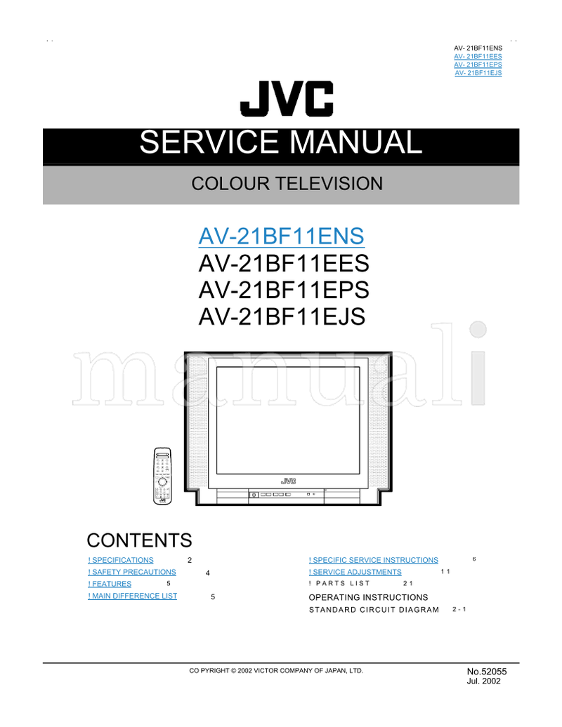 JVC AV-21BF11ENS AV-21BF11EES AV-21BF11EPS AV-21BF11EJS 52055 (20 pages) TV Service Manual