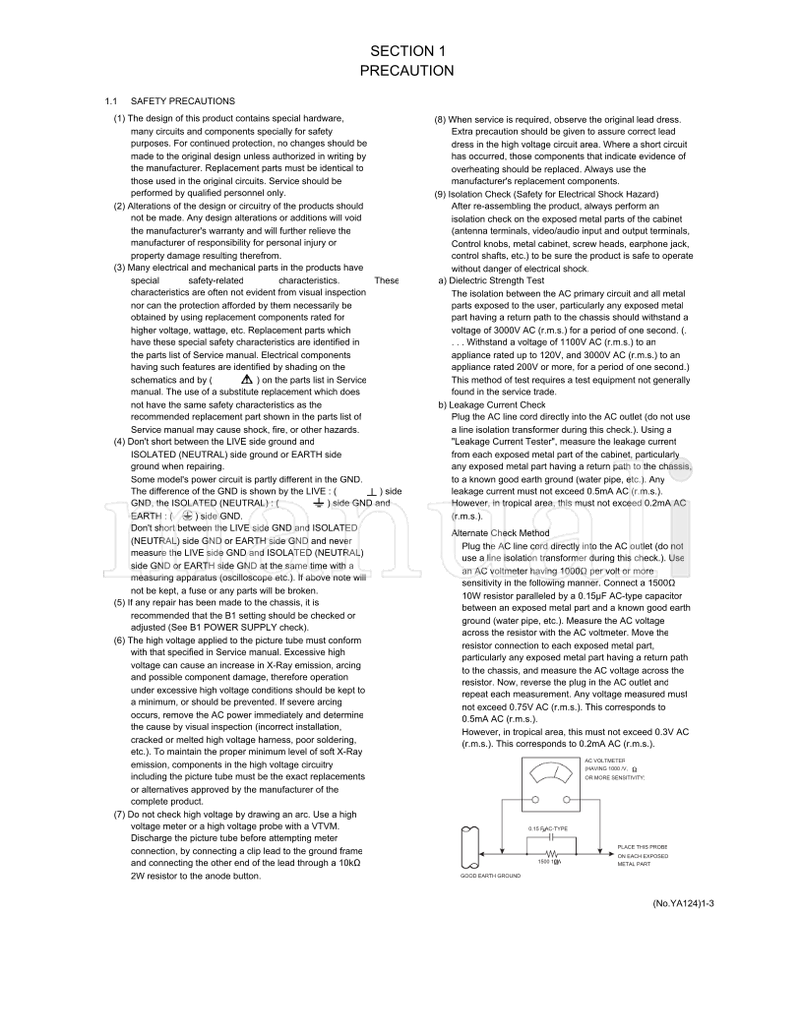 JVC YA124 AV-21CMG4 AV-21CMT4 AV-2104C (40 pages) TV Service Manual