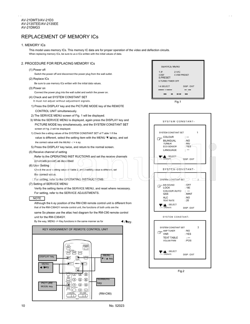 JVC AV-21DMT3 AV-21D3 AV-2135TEE AV-2135EE AV-21DMG3 52023 (49 pages) TV Service Manual
