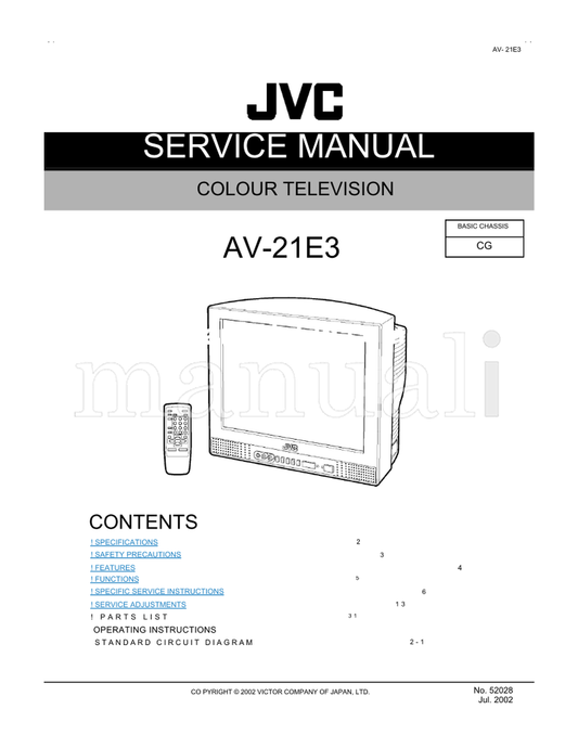 JVC AV-21E3 52028 (72 pages) TV Service Manual