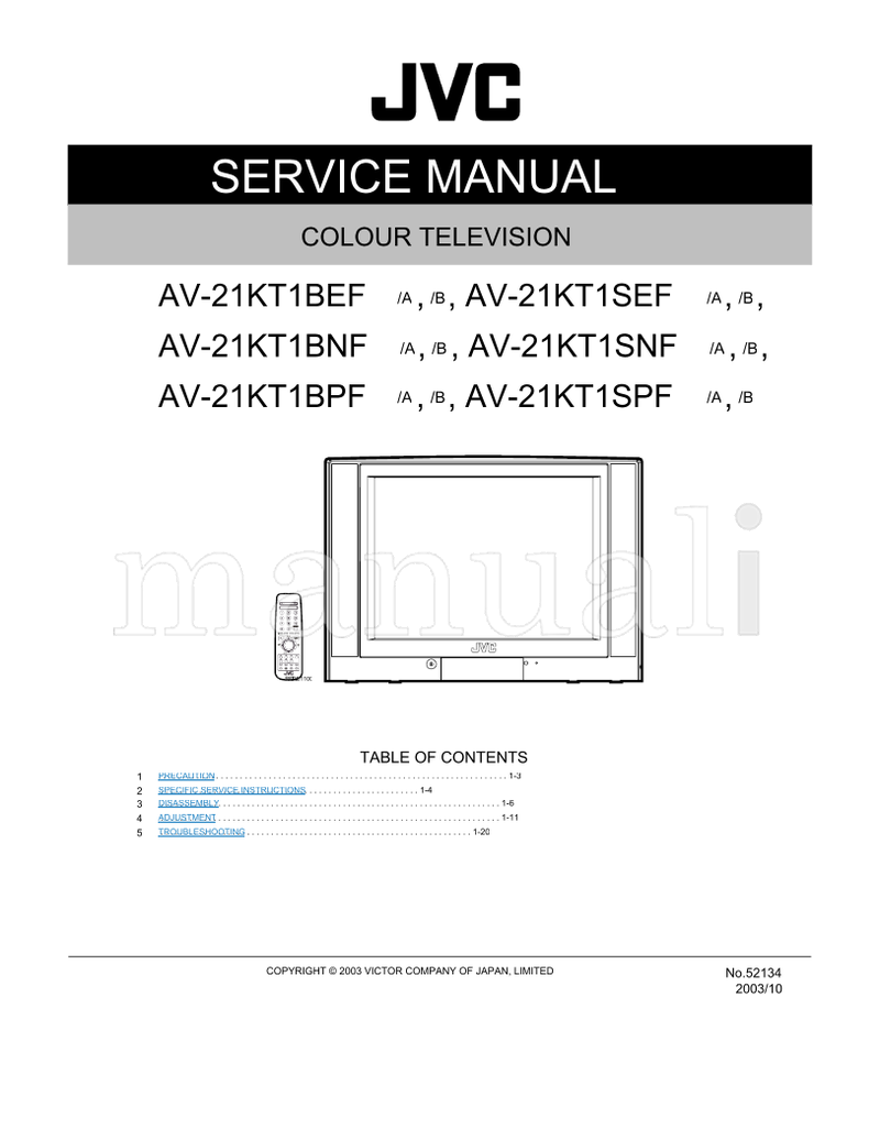 JVC 52134 AV-21KT1BEF AV-21KT1BNF AV-21KT1BPF RM-C1100 (21 pages) TV Service Manual