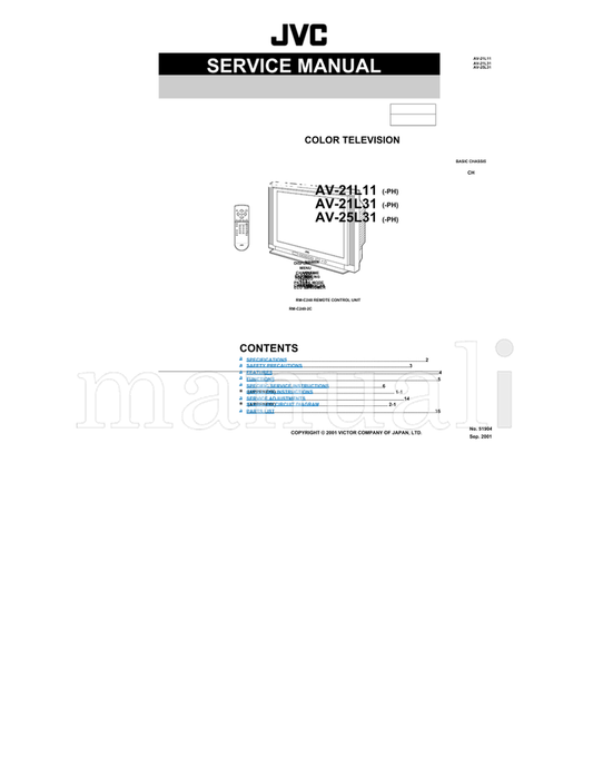 JVC RM-C248-2C AV-21L11 AV-21L31 AV-25L31 51904 (35 pages) TV Service Manual