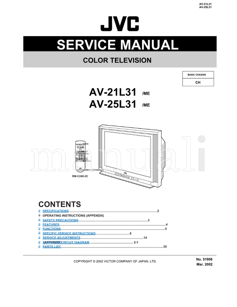 JVC RM-C248-2C AV-21L31 AV-25L31 51908 (35 pages) TV Service Manual