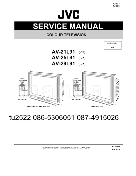 JVC RM-C353-1C AV-21L91 AV-25L91 AV-29L91 51898 (110 pages) TV Service Manual
