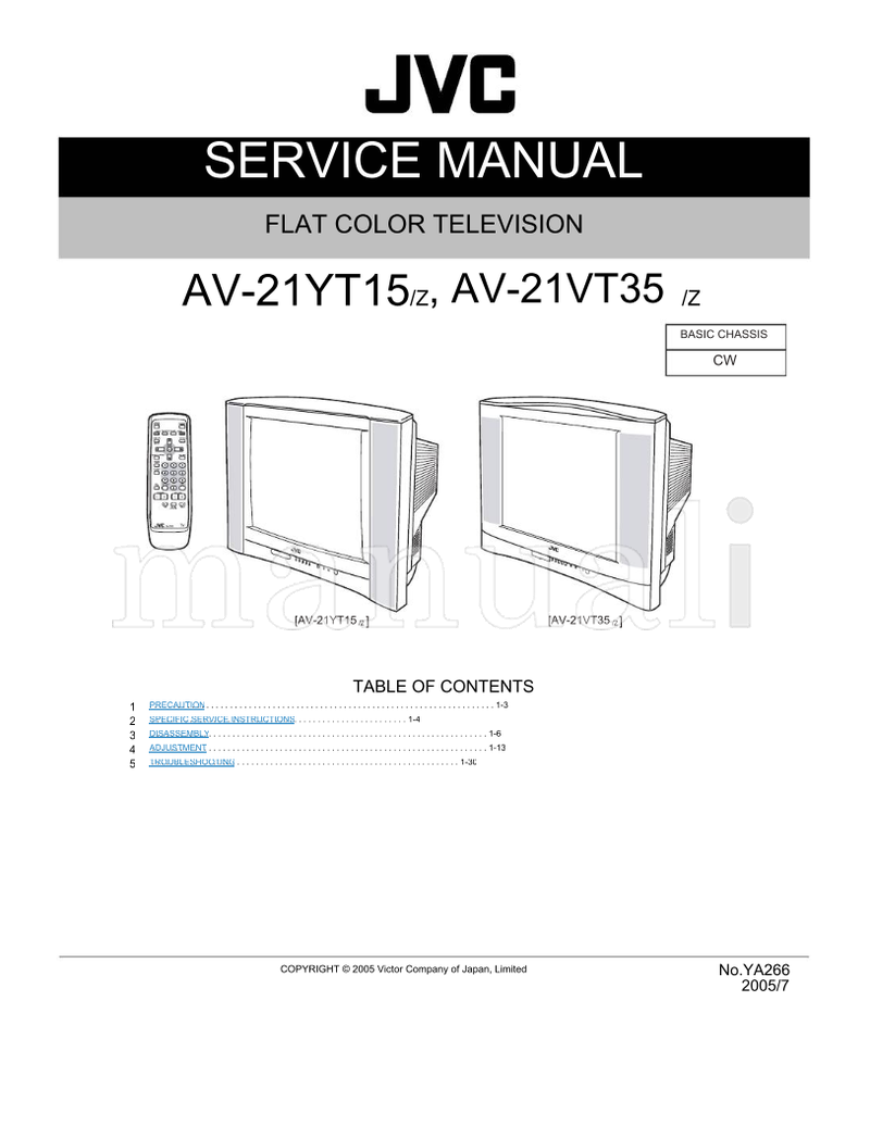 JVC YA266 AV-21YT15 AV-21VT35 (32 pages) TV Service Manual