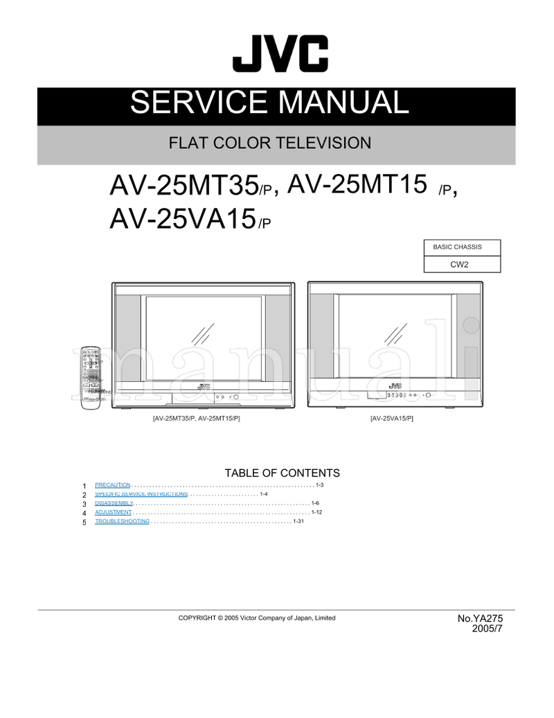 JVC YA275 AV-25MT35 AV-25VA15 RM-C1287 AV-25MT15 (66 pages) TV Service Manual