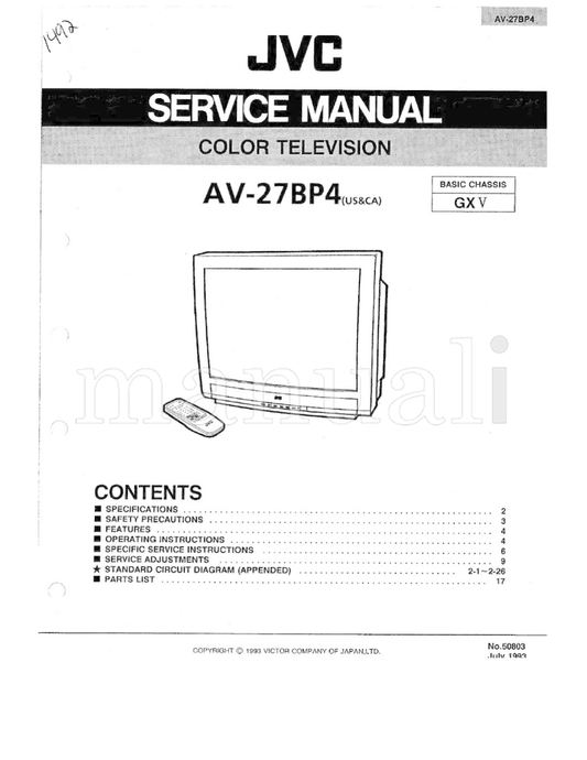 JVC AV-27BP4 (50 pages) TV Service Manual