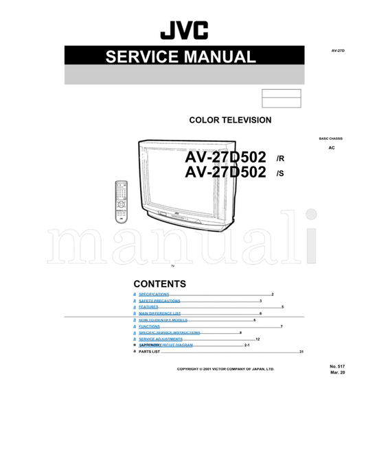 JVC AV-27D502 51797 (180 pages) TV Service Manual