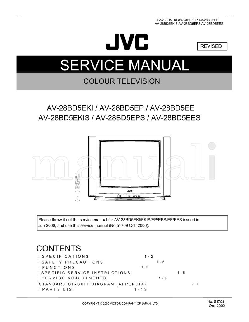 JVC 51709E AV-28BD5EES AV-28BD5EKIS AV-28BD5EPS AV-28BD50EPS (29 pages) TV Service Manual