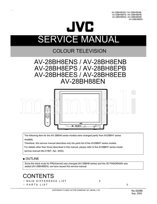 JVC AV-28BH8ENS AV-28BH8ENB AV-28BH8EPS AV-28BH8EPB AV-28BH8EES (82 pages) TV Service Manual