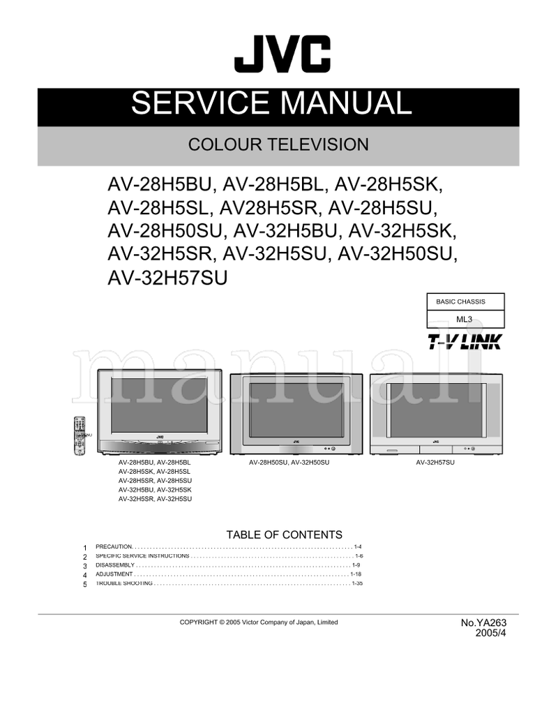 JVC YA263 AV-28H5BU AV-28H5BL AV-28H5SK AV-28H5SL AV28H5SR (94 pages) TV Service Manual