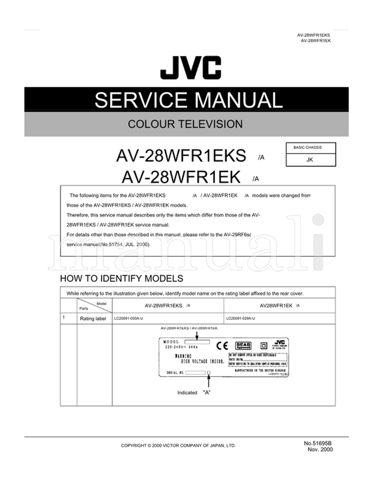 JVC AV-28WFR1EKS 28WFR1EKS LC20091-030A-U AV-28WFR1EK (65 pages) TV Service Manual