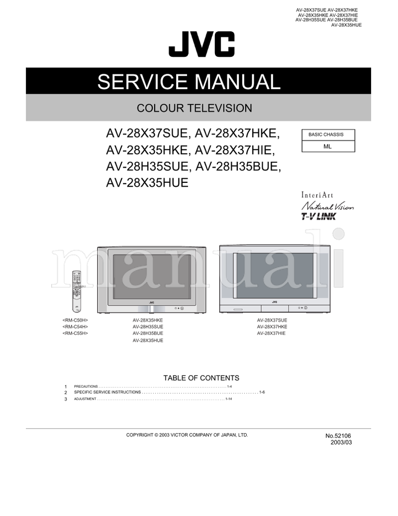 JVC 52106 AV-28X37SUE AV-28X37HKE AV-28X35HKE AV-28X37HIE (62 pages) TV Service Manual