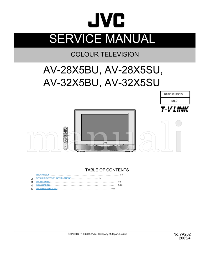 JVC YA262 AV-28X5BU AV-28X5SU AV-32X5BU AV-32X5SU (68 pages) TV Service Manual