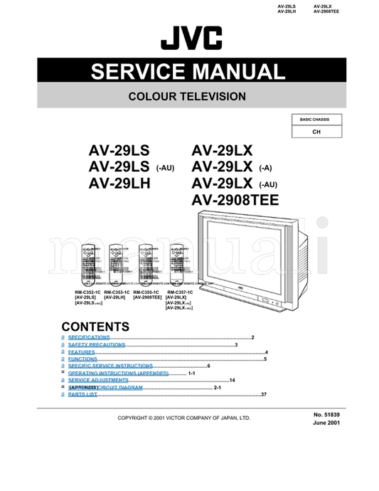 JVC AV-29LS AV-29LH RM-C352-1C RM-C353-1C RM-C355-1C RM-C357-1C (70 pages) TV Service Manual
