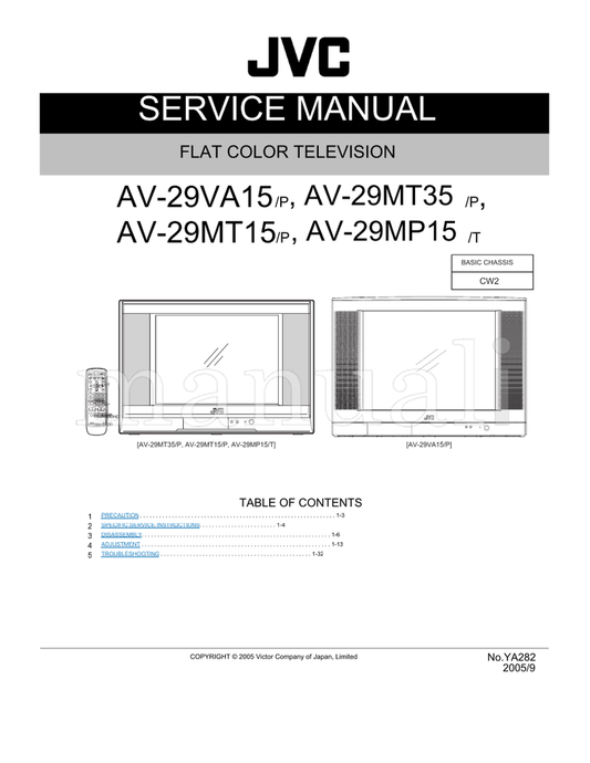 JVC YA282 AV-29VA15 AV-29MT15 RM-C1287 AV-29MP15 AV-29MT35 (123 pages) TV Service Manual