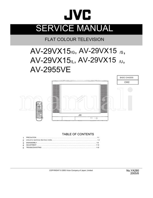 JVC YA280 AV-29VX15 AV-2955VE RM-C1286 (59 pages) TV Service Manual