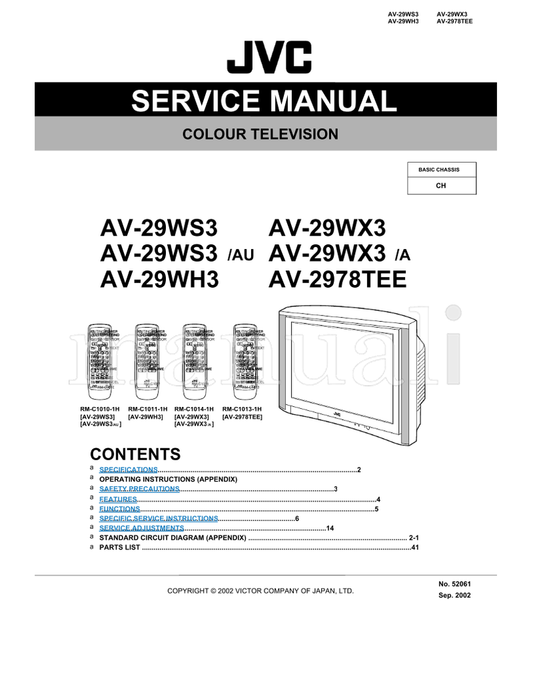 JVC AV-29WS3 AV-29WH3 RM-C1011 RM-C1010 RM-C1010-1H RM-C1011-1H (78 pages) TV Service Manual
