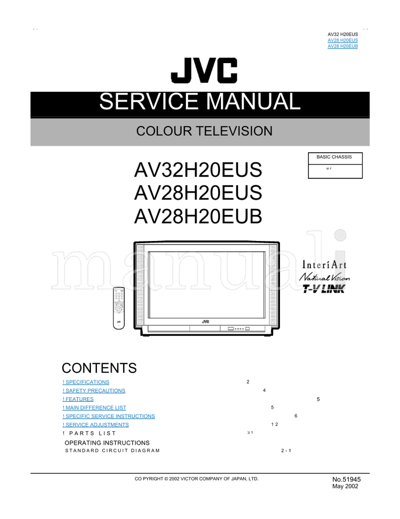 JVC AV32H20EUS AV28H20EUS AV28H20EUB 51945 (30 pages) TV Service Manual