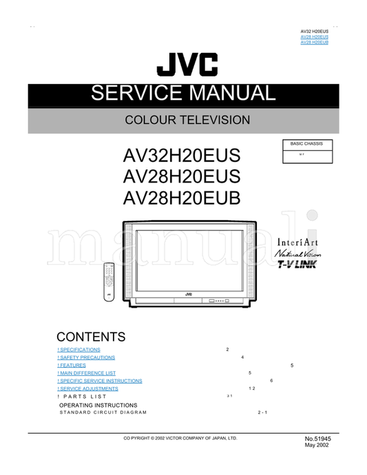 JVC AV32H20EUS AV28H20EUS AV28H20EUB 51945 (30 pages) TV Service Manual
