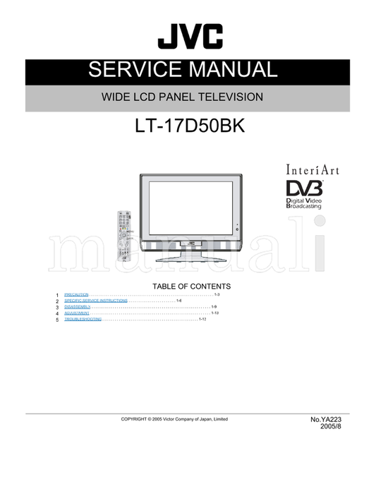 JVC YA223 LT-17D50BK (98 pages) TV Service Manual