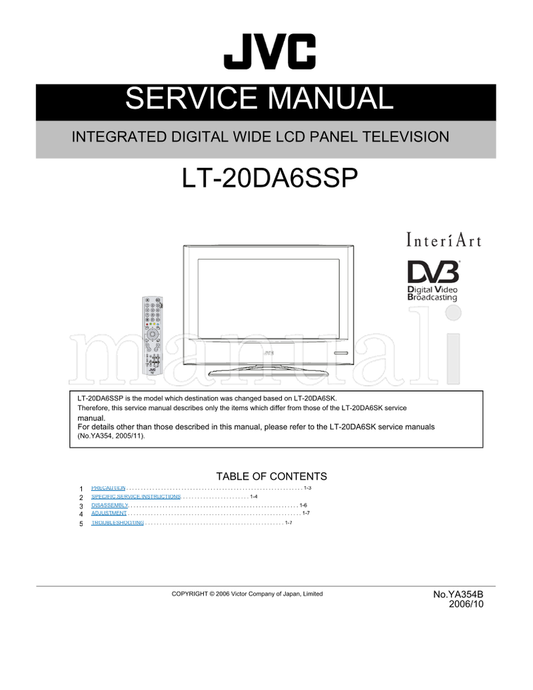 JVC YA354B LT-20DA6SSP (83 pages) TV Service Manual