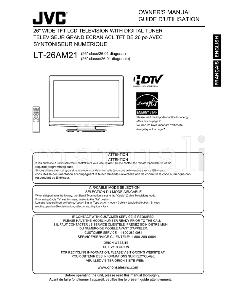 JVC LT-26AM21 (52 pages) TV Operating Manual