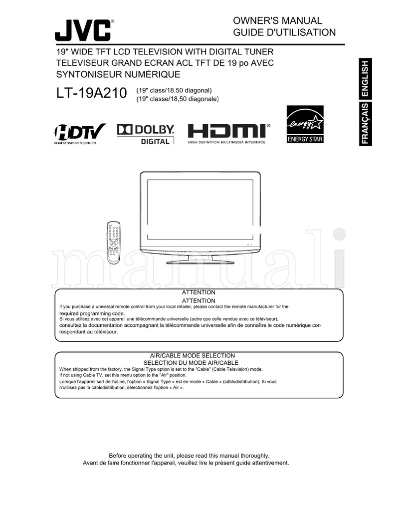 JVC LT-19A210 (56 pages) TV Operating Manual