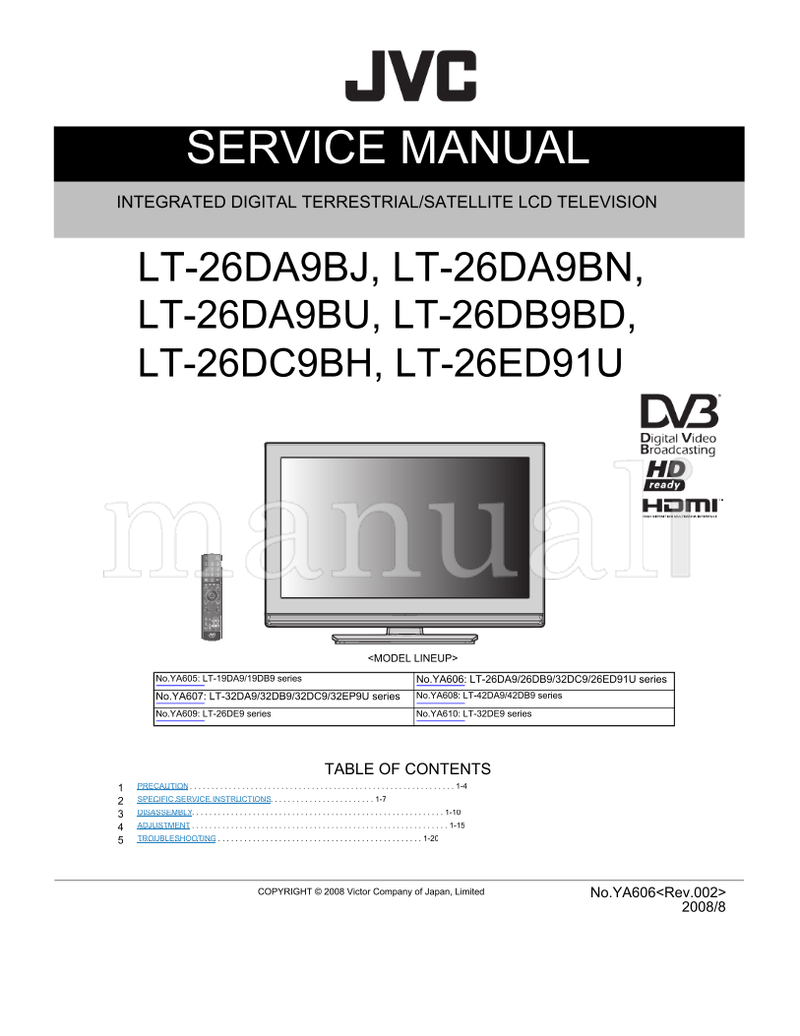 JVC LT-26DA9BJ LT-26DA9BN LT-26DA9BU LT-26DB9BD LT-26DC9BH (95 pages) TV Service Manual
