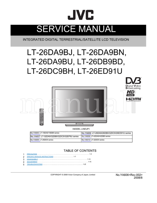 JVC LT-26DA9BJ LT-26DA9BN LT-26DA9BU LT-26DB9BD LT-26DC9BH (95 pages) TV Service Manual