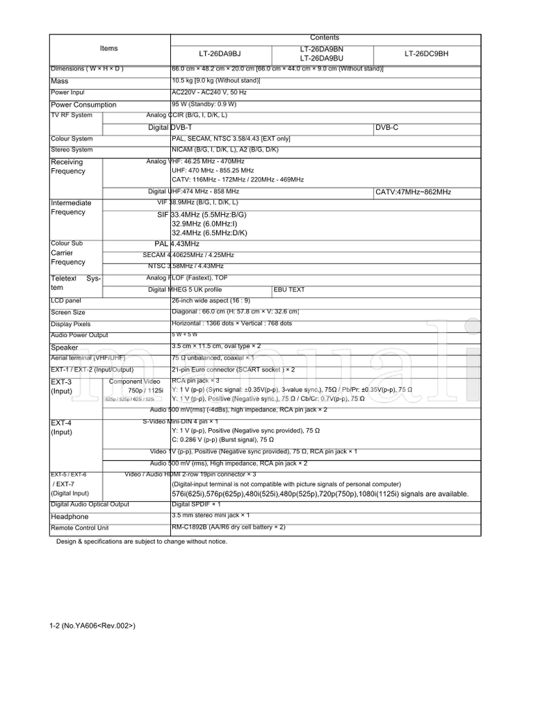 JVC LT-26DA9BJ LT-26DA9BN LT-26DA9BU LT-26DB9BD LT-26DC9BH (95 pages) TV Service Manual