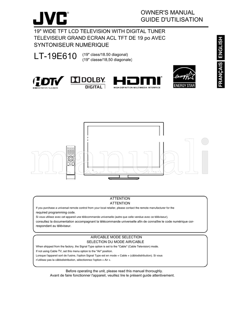 JVC LT-19E610 (56 pages) TV Operating Manual