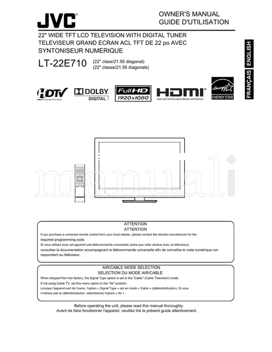 JVC LT-22E710 (56 pages) TV Operating Manual