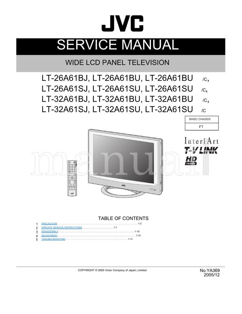 JVC YA369 LT-26A61BJ LT-26A61BU LT-26A61SJ LT-26A61SU LT-32A61BJ (174 pages) TV Service Manual