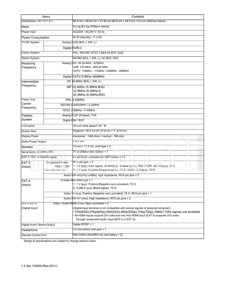 JVC LT-26DC1BH (78 pages) TV Service Manual