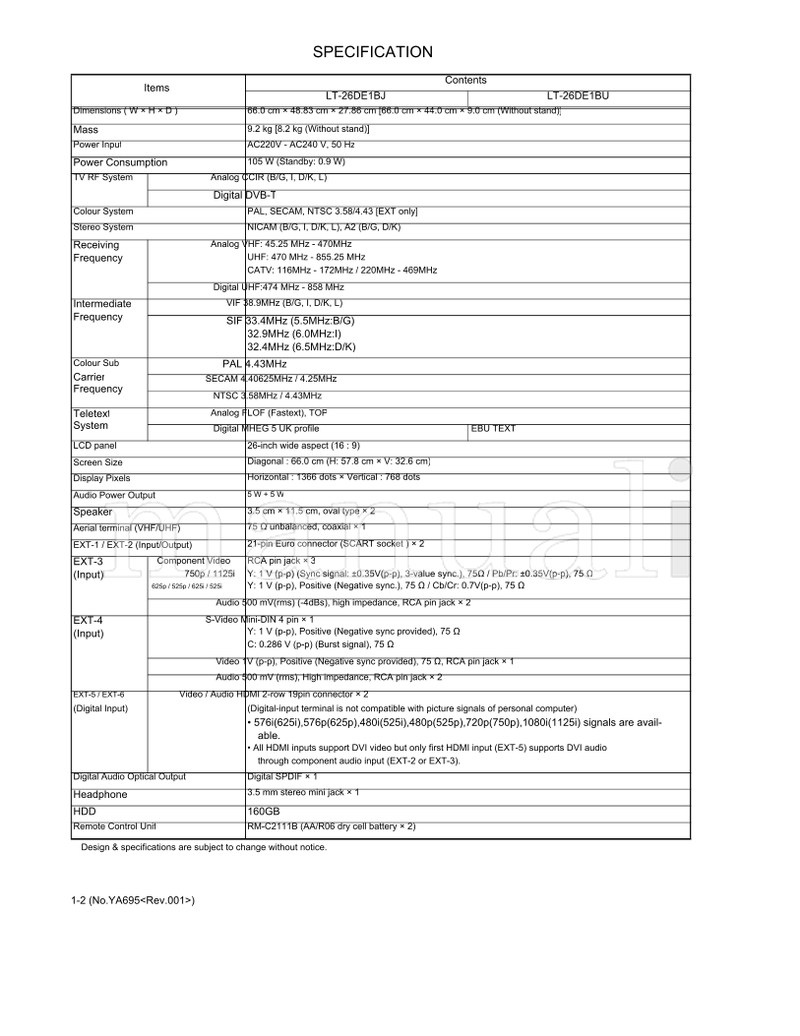 JVC LT-26DE1BJ LT-26DE1BU (83 pages) TV Service Manual