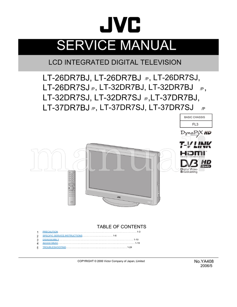 JVC YA408 LT-26DR7BJ LT-26DR7SJ LT-32DR7SJ LT-37DR7BJ LT-32DR7BJ (156 pages) TV Service Manual