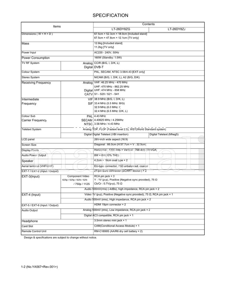 JVC LT-26DY8ZG LT-26DY8ZJ (55 pages) TV Service Manual