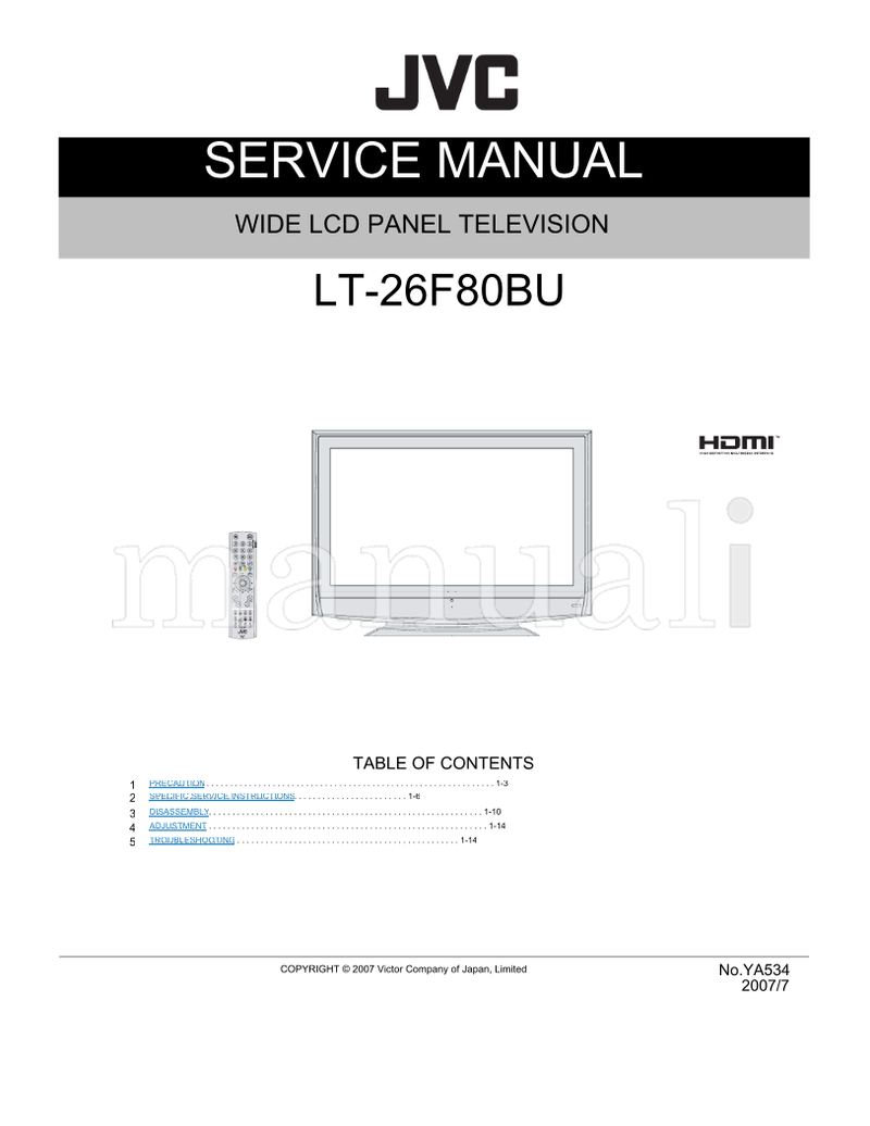 JVC YA534 LT-26F80BU (55 pages) TV Service Manual