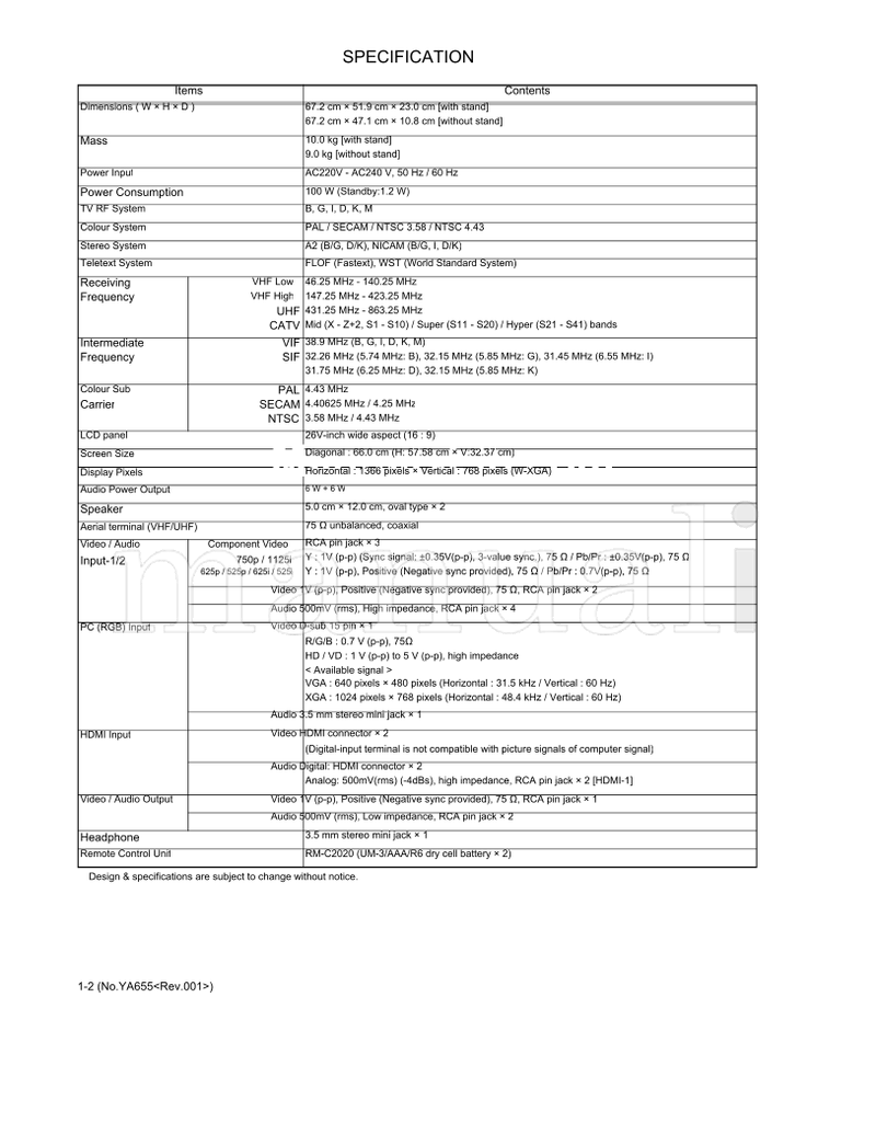 JVC LT-26KM18 LT-26KM28 (20 pages) TV Service Manual