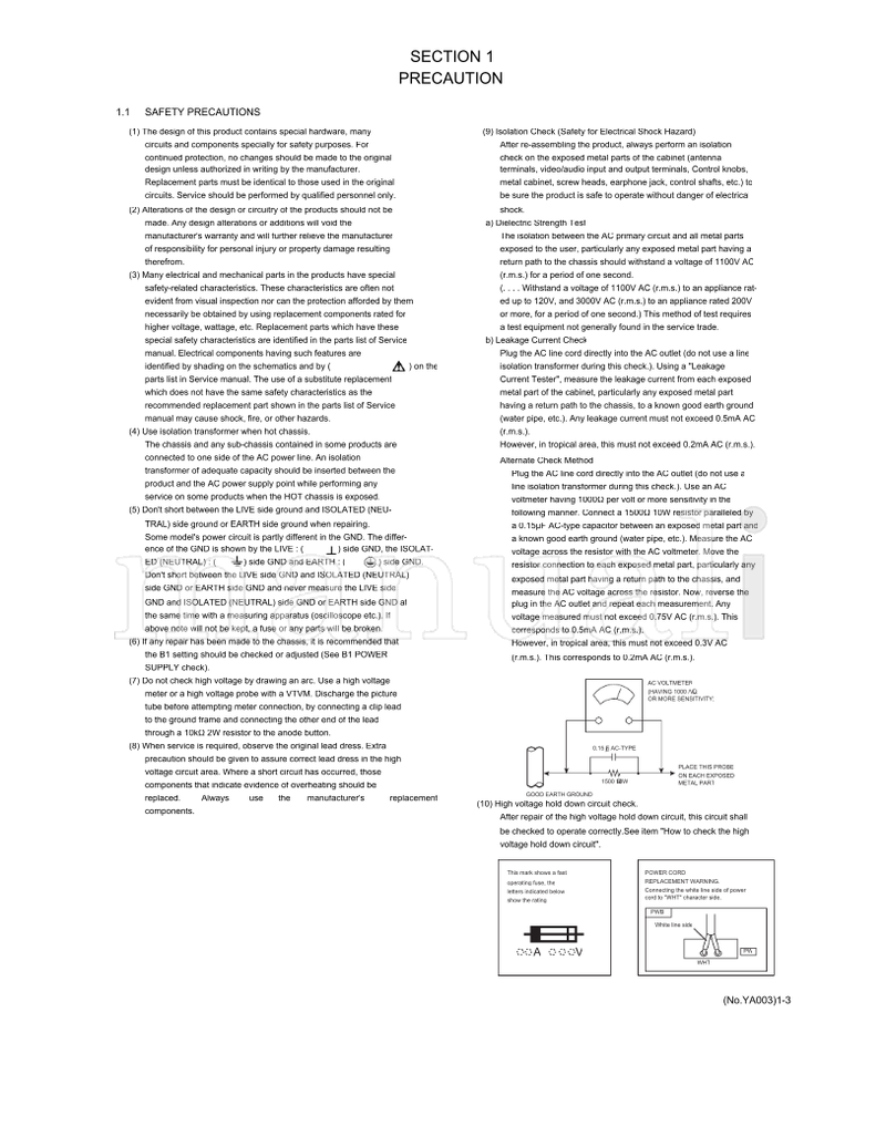 JVC YA003 RM-C13G LT-26WX84 (135 pages) TV Service Manual