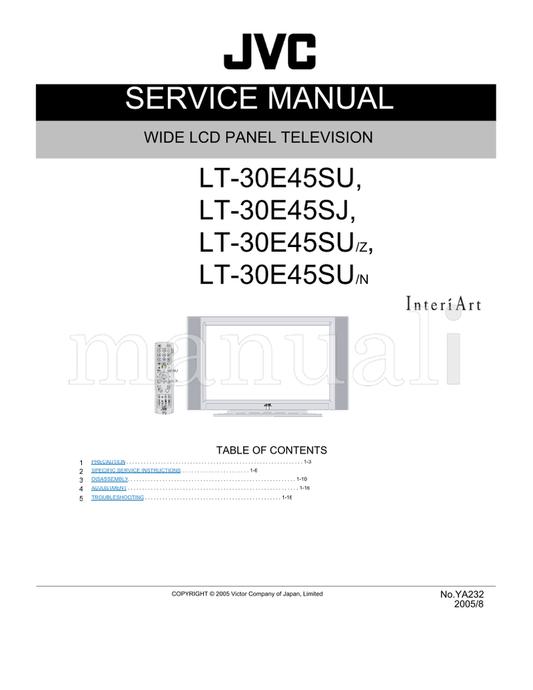 JVC YA232 LT-30E45SU LT-30E45SJ (17 pages) TV Service Manual