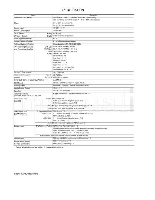 JVC LT-32A200 (25 pages) TV Service Manual