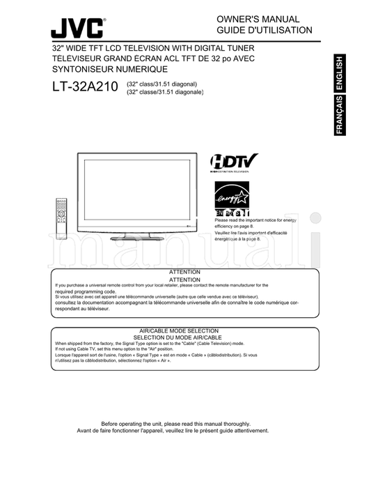JVC LT-32A210 (56 pages) TV Operating Manual