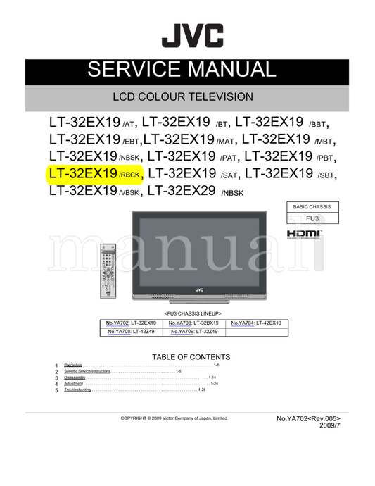 JVC LT-32EX19 LT-32EX29 (105 pages) TV Service Manual