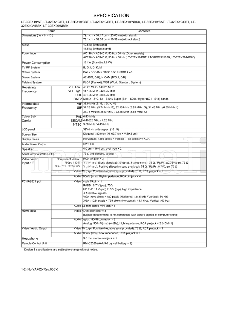 JVC LT-32EX19 LT-32EX29 (105 pages) TV Service Manual
