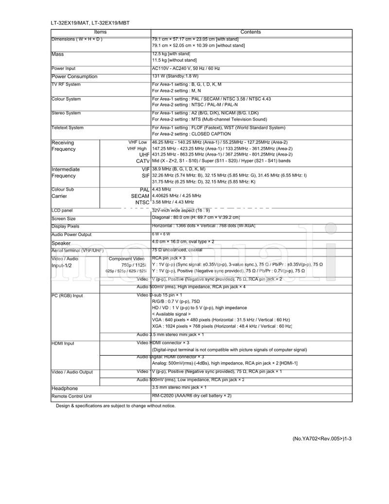 JVC LT-32EX19 LT-32EX29 (105 pages) TV Service Manual