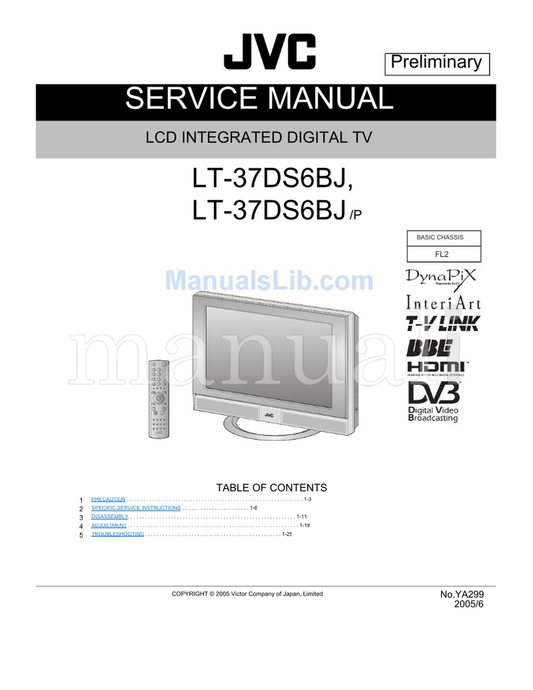 JVC YA299 LT-37DS6BJ (28 pages) TV Service Manual