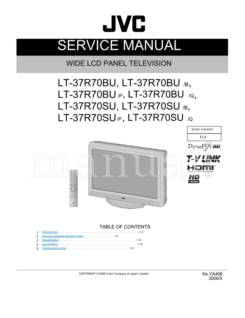 JVC YA406 LT-37R70BU LT-37R70SU (113 pages) TV Service Manual